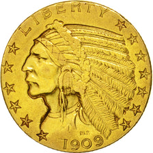 United States, Indian Head, $5, 1909, Denver, AU(50-53), Gold, KM:129
