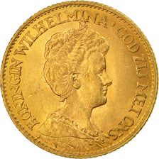 Coin, Netherlands, Wilhelmina I, 10 Gulden, 1911, MS(63), Gold, KM:149