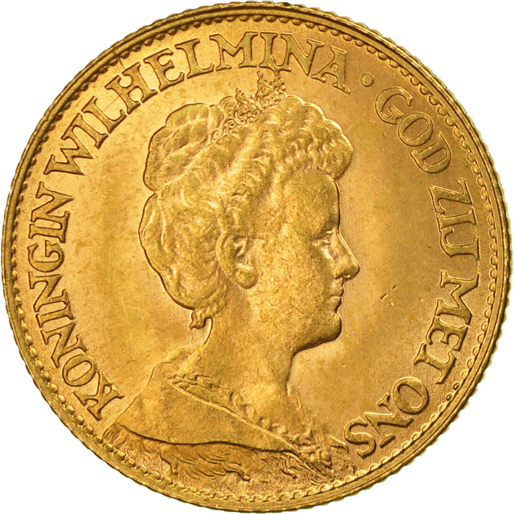 Moneta, Paesi Bassi, Wilhelmina I, 10 Gulden, 1917, FDC, Oro, KM:149