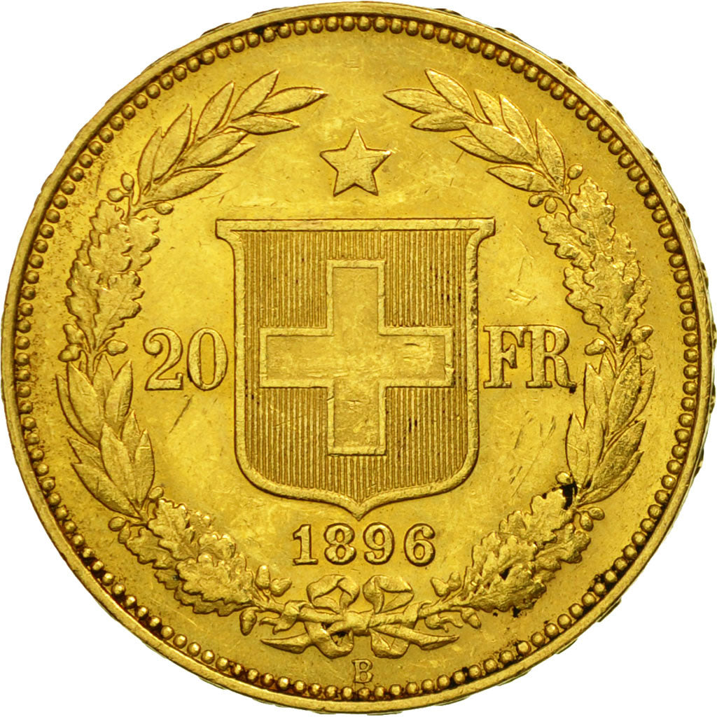 Moneda, Suiza, 20 Francs, 1896, Bern, MBC+, Oro, KM:31.3