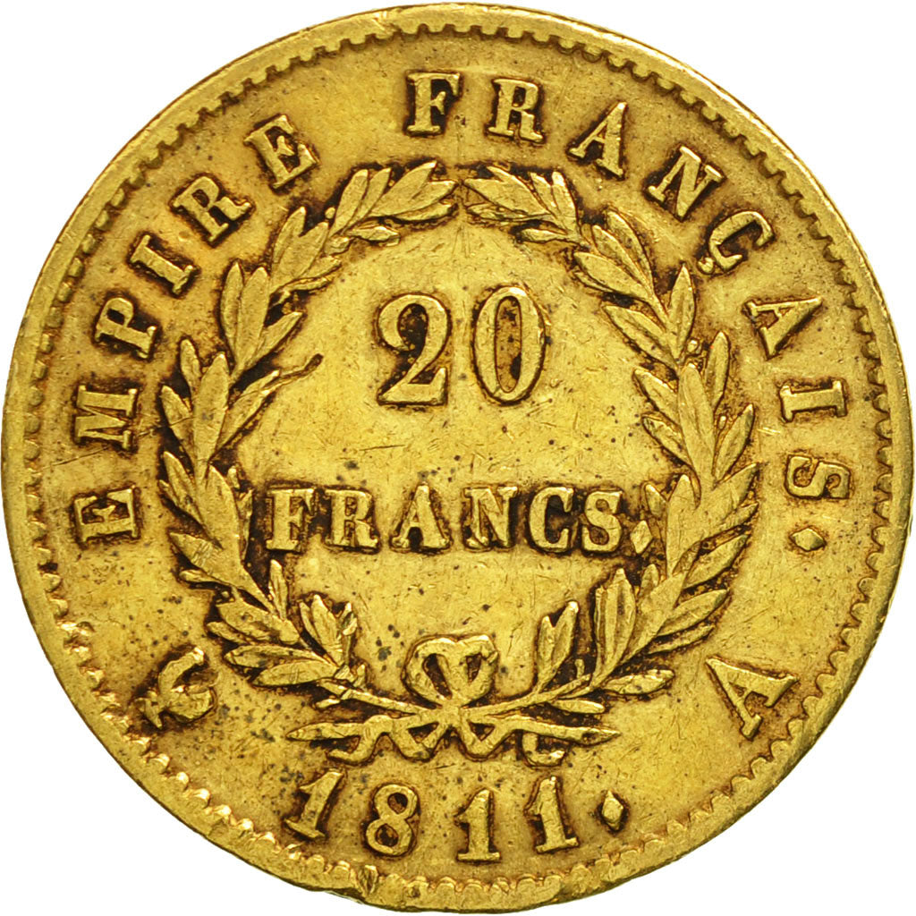 Moneta, Francia, Napoléon I, 20 Francs, 1811, Paris, BB, Oro, KM:695.1