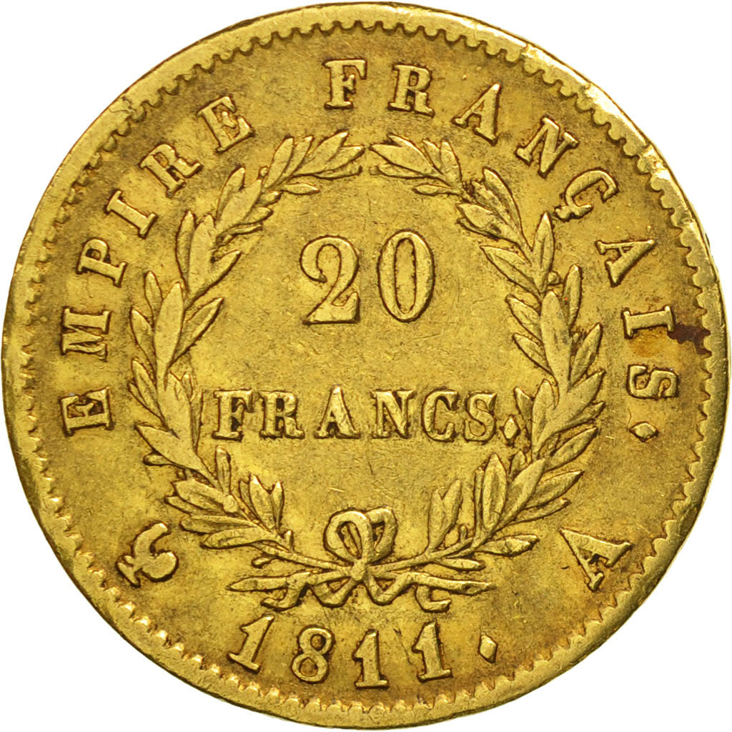 Francia, Napoléon I, 20 Francs, 1811, Paris, MBC, Oro, KM:695.1, Gadoury:1025