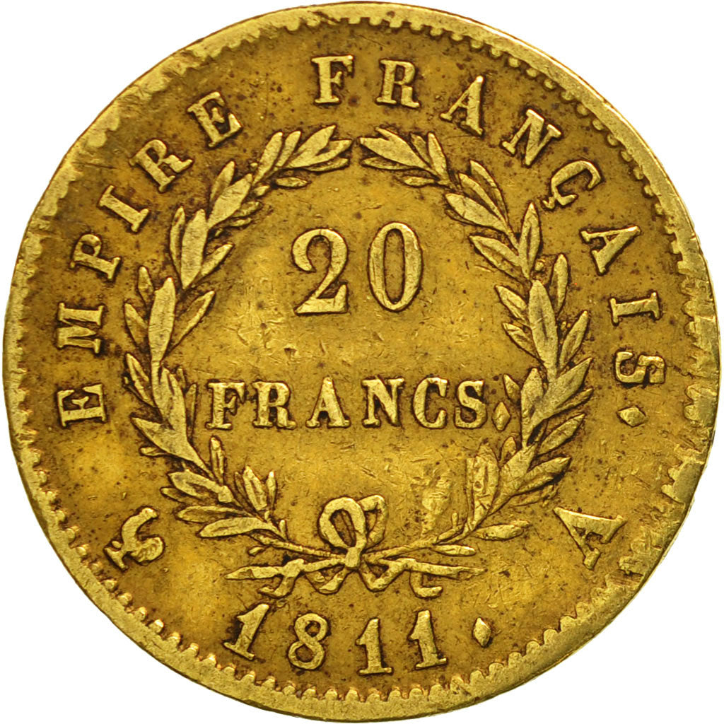 Moneta, Francia, Napoléon I, 20 Francs, 1811, Paris, BB, Oro, KM:695.1
