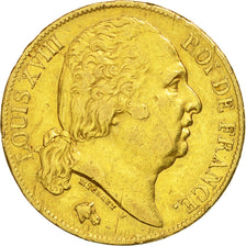 Francia, Louis XVIII, 20 Francs, 1819, Paris, BB, Oro, KM:712.1