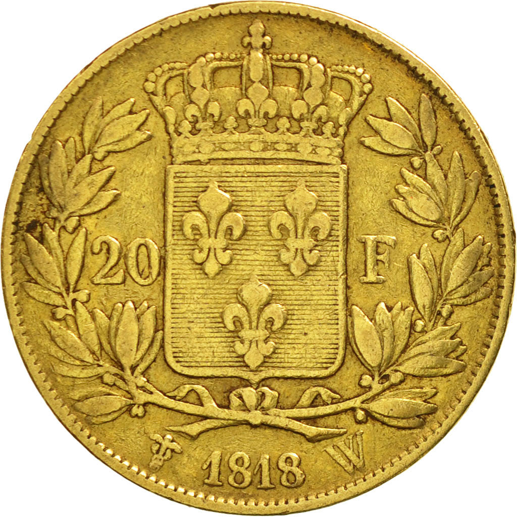 France, Louis XVIII, 20 Francs, 1818, Lille, EF(40-45), Gold, KM:712.9