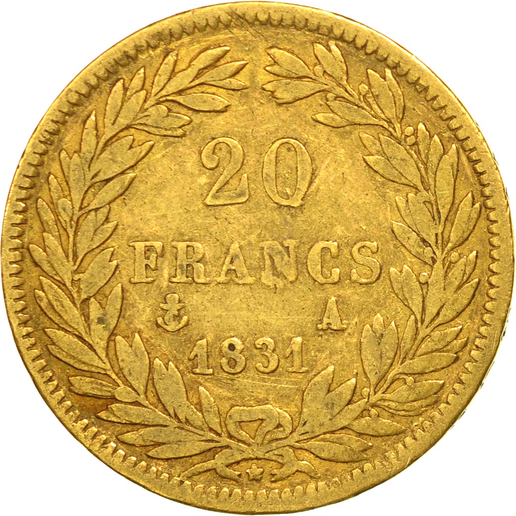 Coin, France, Louis-Philippe, 20 Francs, 1831, Paris, VF(30-35), Gold, KM:739.1