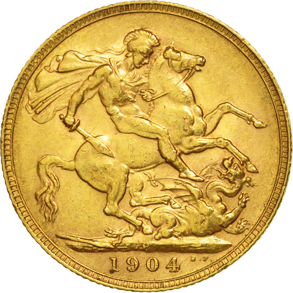 Coin, Australia, Edward VII, Sovereign, 1904, Perth, AU(50-53), Gold, KM:15