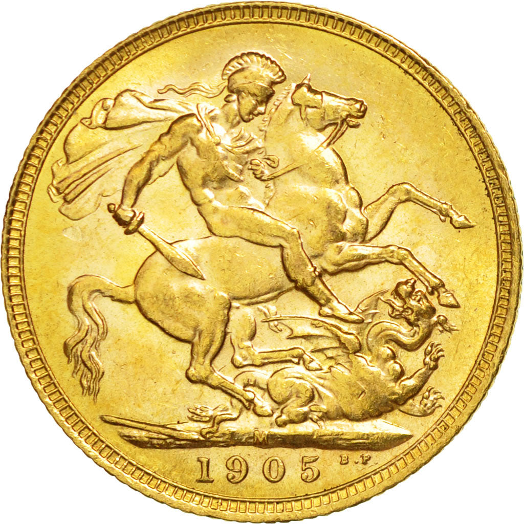 Coin, Australia, Edward VII, Sovereign, 1905, Melbourne, MS(60-62), Gold, KM:15