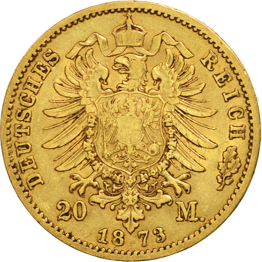 Moneda, Estados alemanes, PRUSSIA, Wilhelm I, 20 Mark, 1873, Frankfurt, MBC