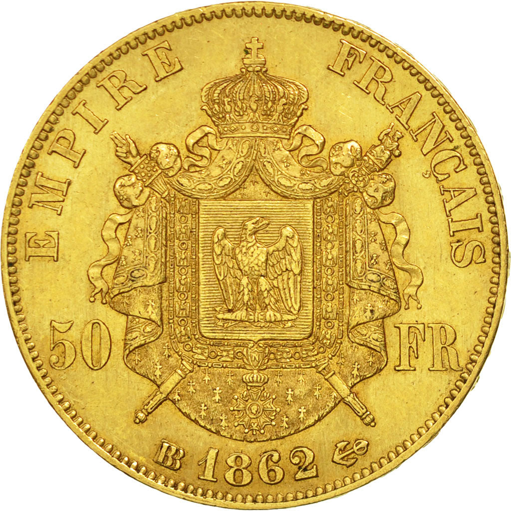France, Napoleon III, 50 Francs, 1862, Strasbourg, TTB+, Or, Gadoury:1112