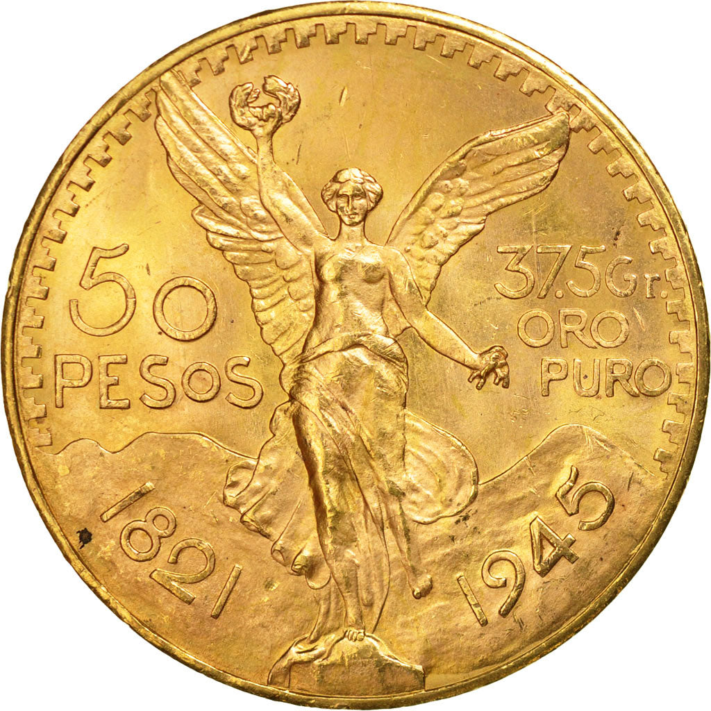 Coin, Mexico, 50 Pesos, 1945, Mexico City, MS(63), Gold, KM:481