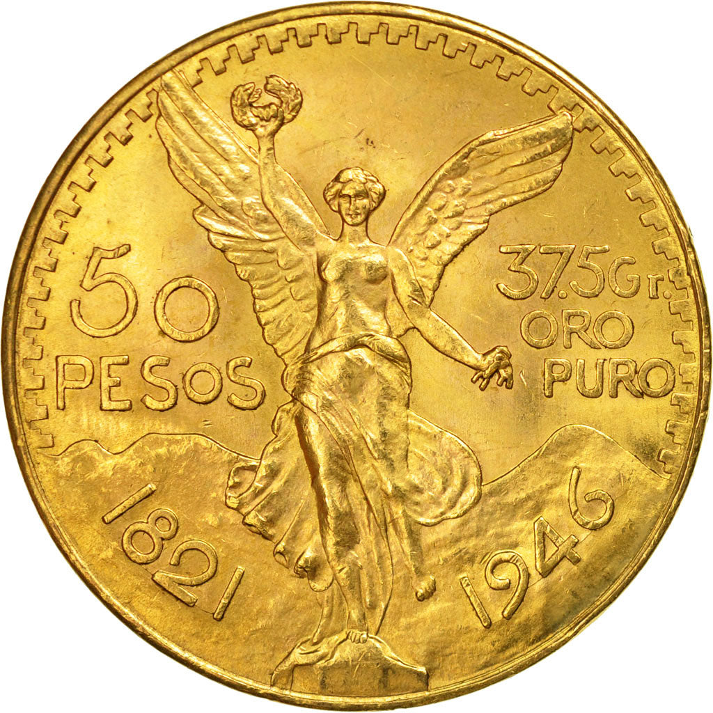 Munten, Mexico, 50 Pesos, 1946, Mexico City, UNC-, Goud, KM:481