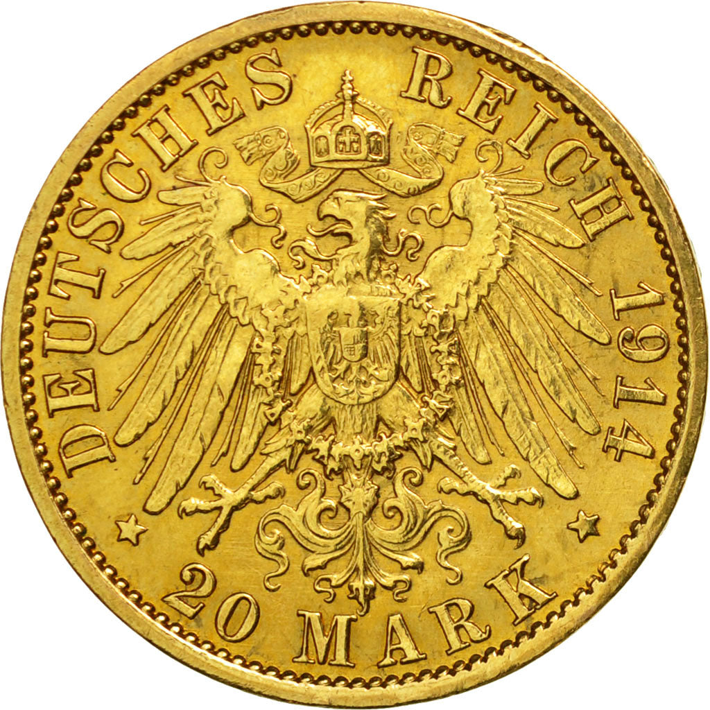 Moneda, Estados alemanes, PRUSSIA, Wilhelm II, 20 Mark, 1914, Berlin, EBC, Oro