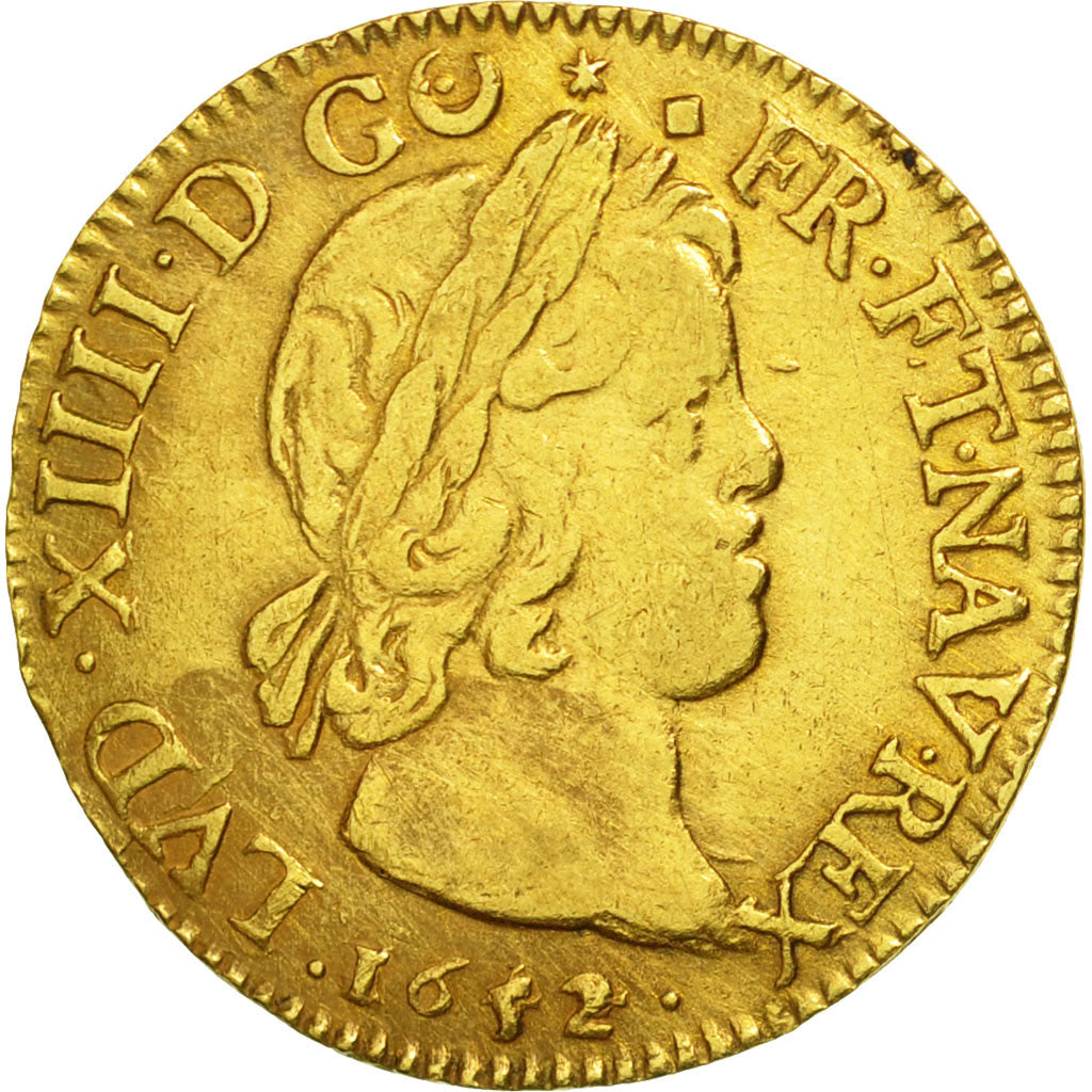 Münze, Frankreich, Louis XIV, Louis d'or à la mèche courte, Louis d'Or, 1652