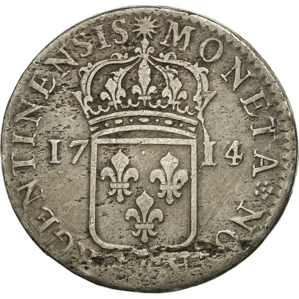 Monnaie, France, Louis XIV, 44 Sols de Strasbourg, 1/2 ECU, 44 Sols, 1714