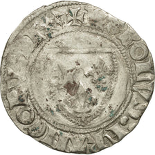 France, Charles VI, Blanc Guénar, Tours, TB+, Billon, Duplessy:377A
