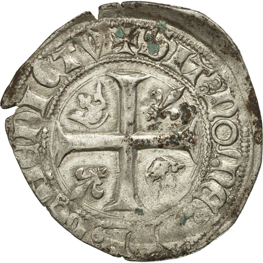 Coin, France, Charles VI, Blanc Guénar, Tours, EF(40-45), Billon, Duplessy:377A