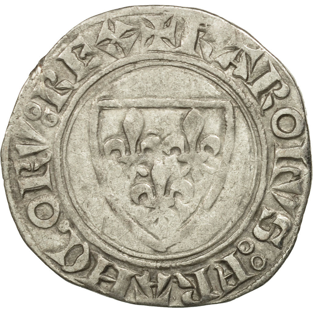France, Charles VI, Blanc Guénar, Mâcon, EF(40-45), Billon, Duplessy:377A