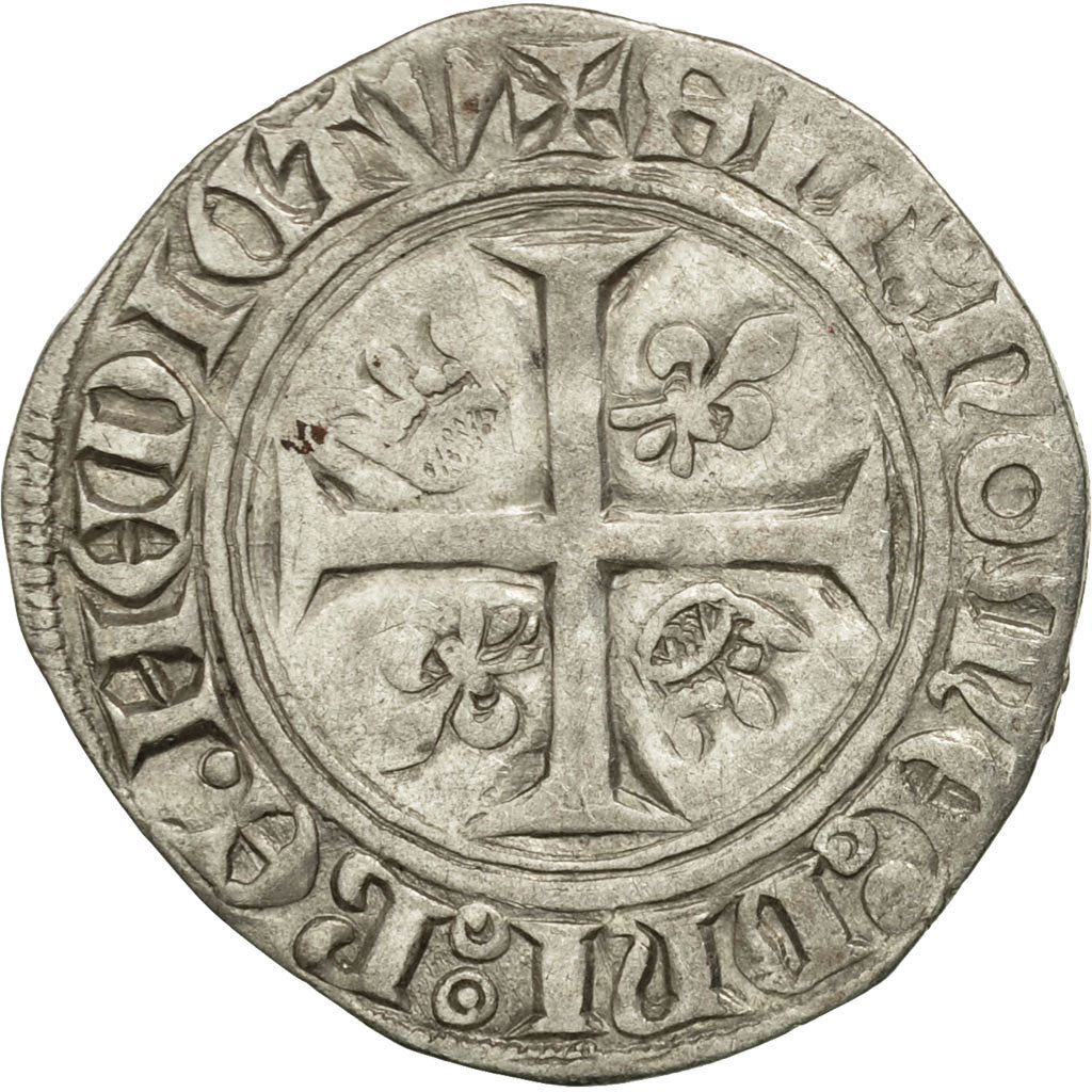 France, Charles VI, Blanc Guénar, Mâcon, EF(40-45), Billon, Duplessy:377A