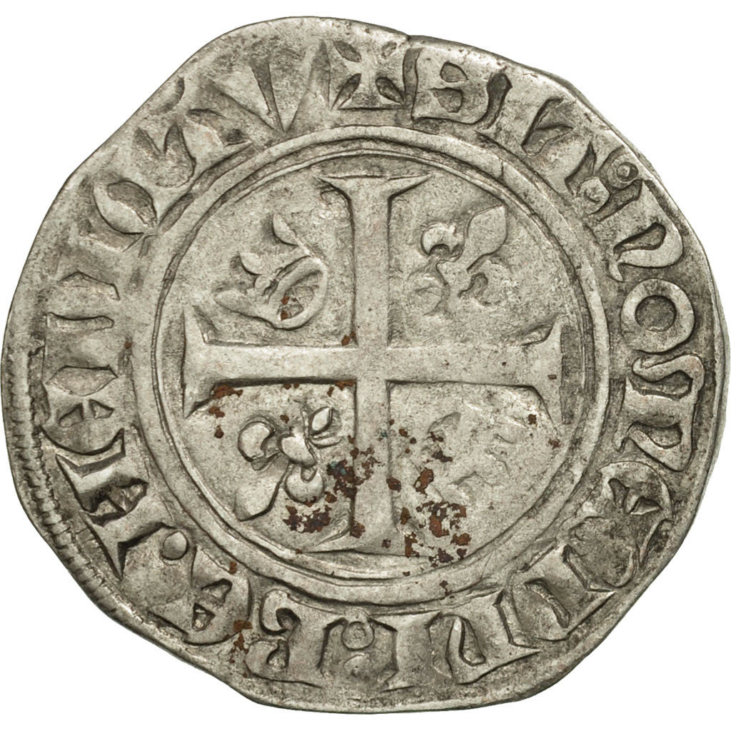 Coin, France, Charles VI, Blanc Guénar, Mâcon, EF(40-45), Billon