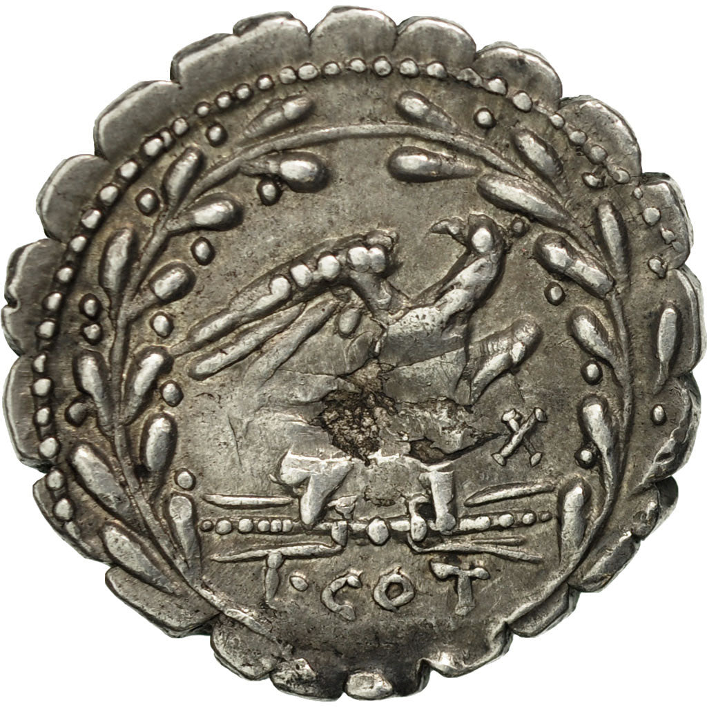 Coin, Aurelia, Denarius Serratus, Rome, EF(40-45), Silver, Crawford:394/1b
