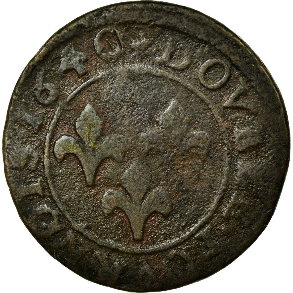 Monnaie, FRENCH STATES, ORANGE, Frederick Henry, Double Tournois, 1640, TB+