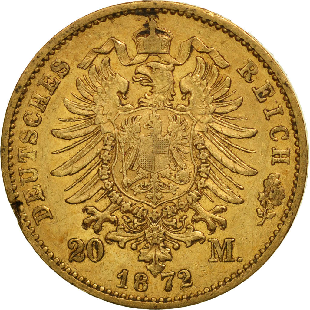 Etats allemands, BAVARIA, Ludwig II, 20 Mark, 1872, TTB, Or, KM:894