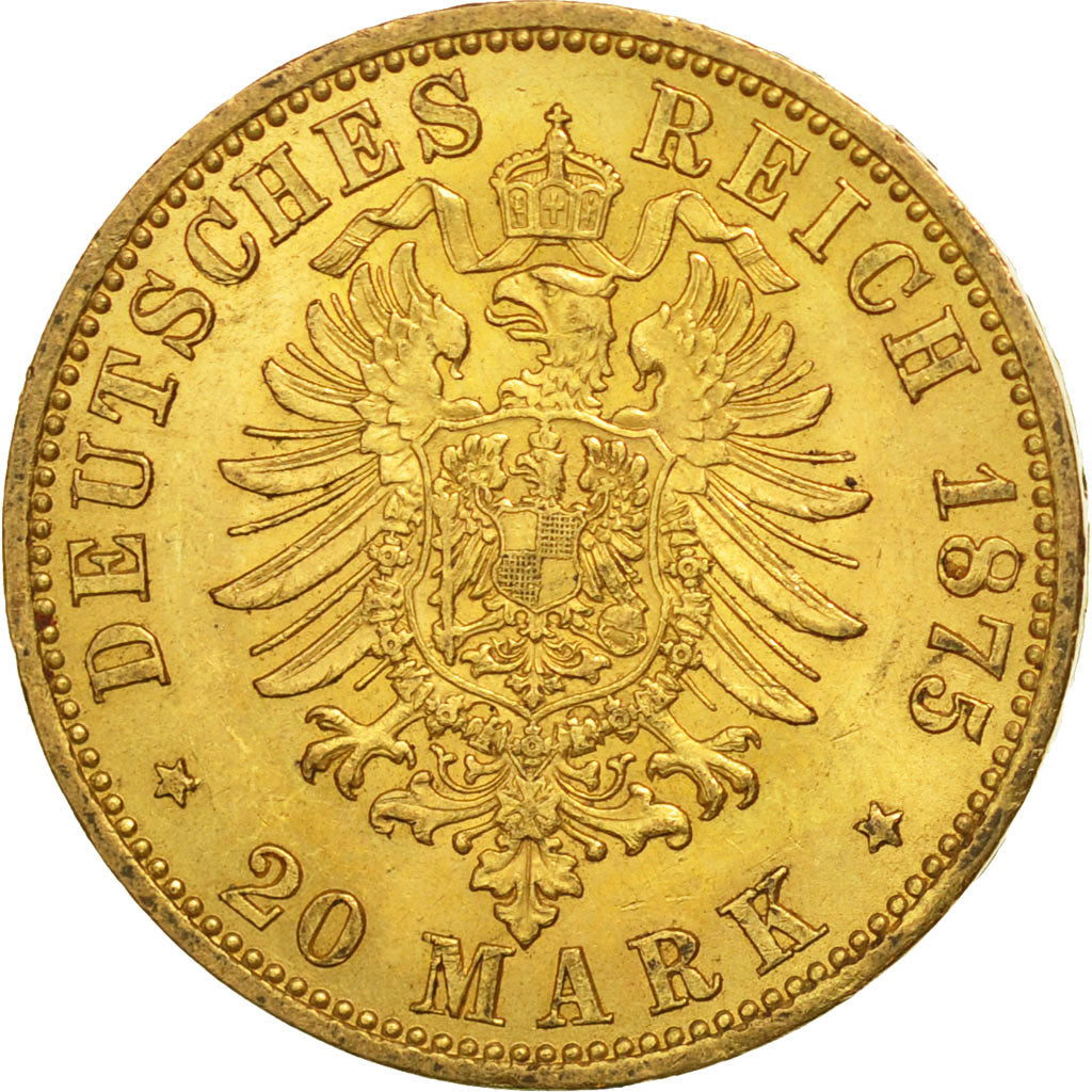 Coin, German States, PRUSSIA, Wilhelm I, 20 Mark, 1875, Berlin, MS(60-62), Gold