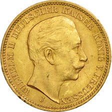 Coin, German States, PRUSSIA, Wilhelm II, 20 Mark, 1912, Hamburg, AU(55-58)