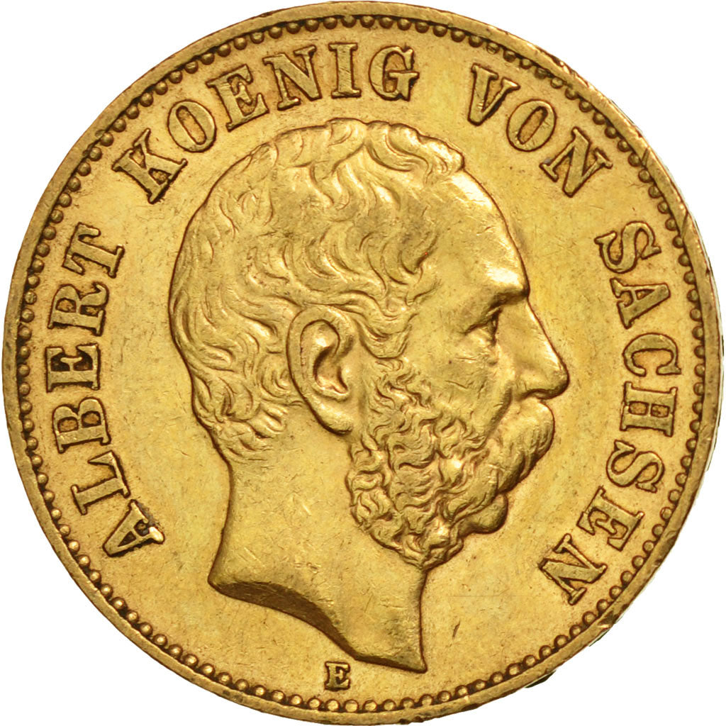 German States, SAXONY-ALBERTINE, Albert, 20 Mark, 1894, AU(55-58), Gold, KM:1248