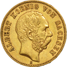 German States, SAXONY-ALBERTINE, Albert, 20 Mark, 1894, AU(55-58), Gold, KM:1248