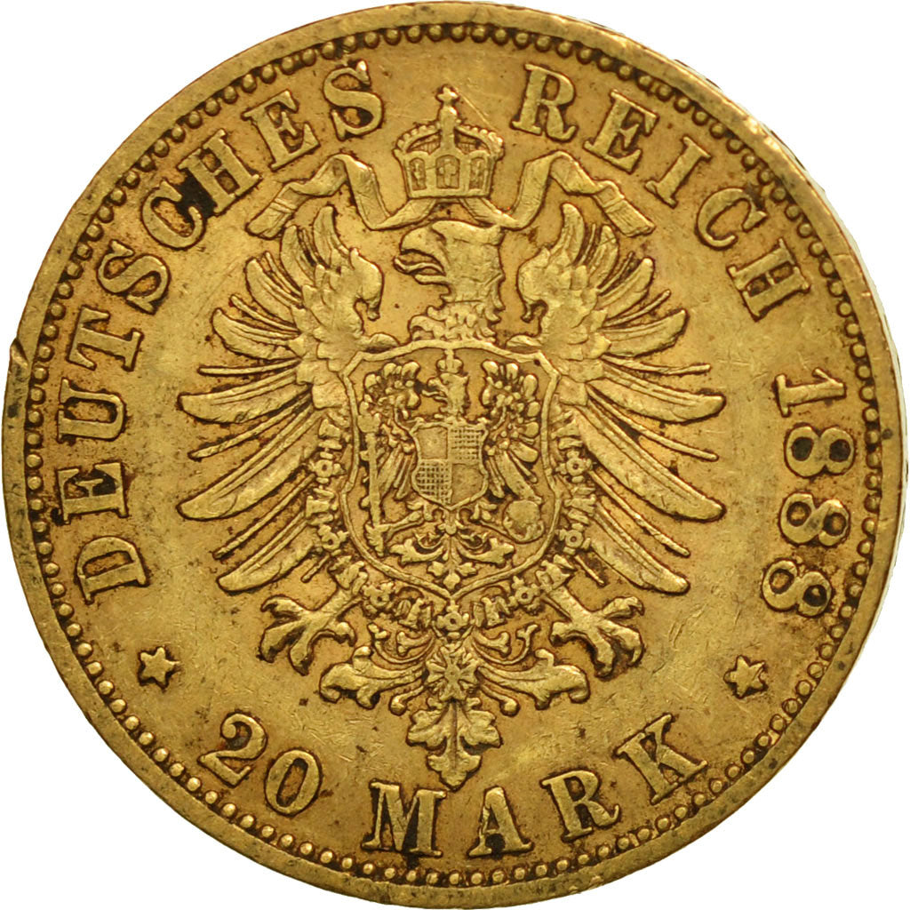 Coin, German States, PRUSSIA, Friedrich III, 20 Mark, 1888, Berlin, EF(40-45)