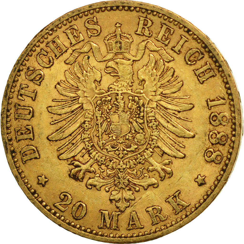 Coin, German States, PRUSSIA, Friedrich III, 20 Mark, 1888, Berlin, AU(50-53)