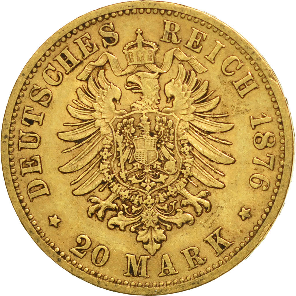 Moneda, Estados alemanes, WURTTEMBERG, Karl I, 20 Mark, 1876, Freudenstadt, MBC