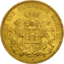 Moneda, Estados alemanes, HAMBURG, 20 Mark, 1876, Hamburg, SC, Oro, KM:602