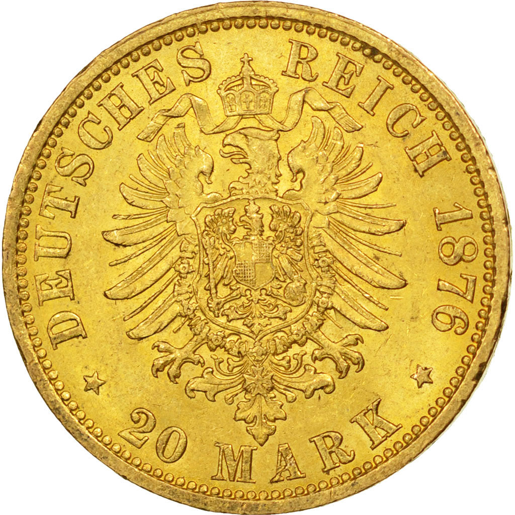 Coin, German States, HAMBURG, 20 Mark, 1876, Hamburg, MS(63), Gold, KM:602