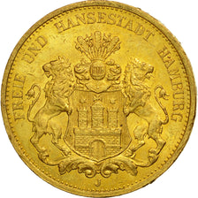 Deutsch Staaten, HAMBURG, 20 Mark, 1877, Hamburg, UNZ+, Gold, KM:602