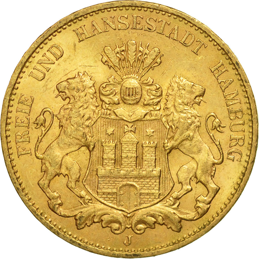 Coin, German States, HAMBURG, 20 Mark, 1913, Hamburg, MS(63), Gold, KM:618