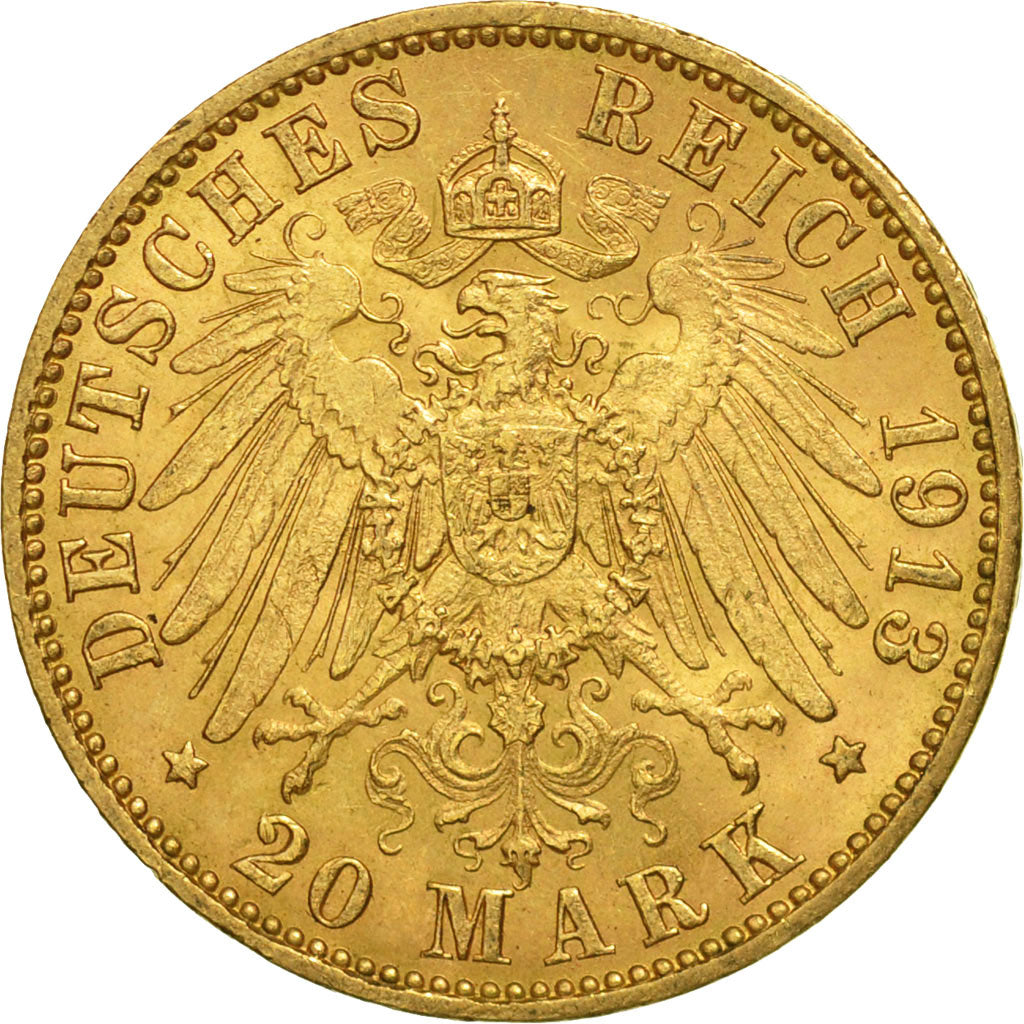 Coin, German States, HAMBURG, 20 Mark, 1913, Hamburg, MS(63), Gold, KM:618