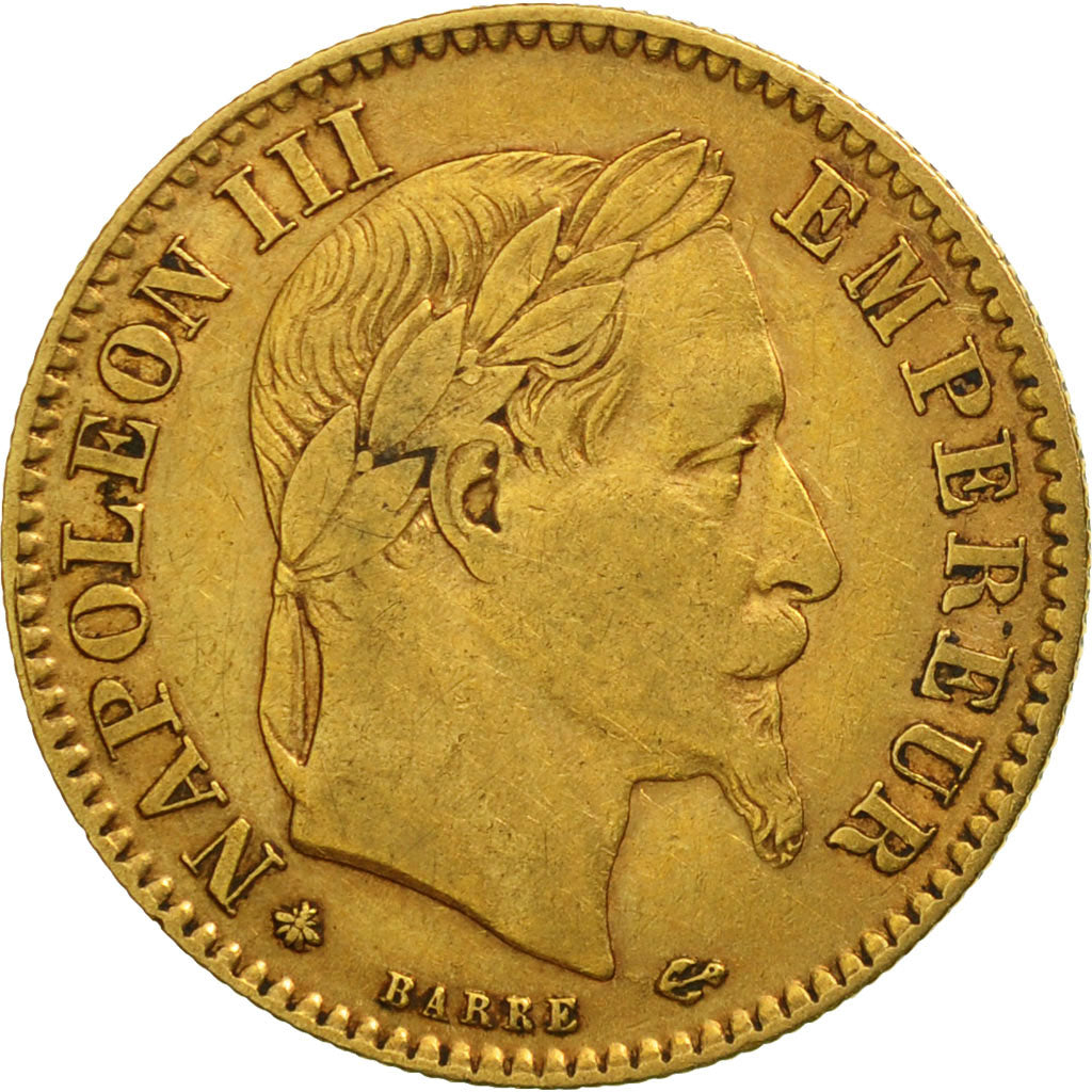 Moneda, Francia, Napoleon III, Napoléon III, 10 Francs, 1863, Paris, MBC, Oro
