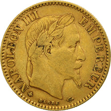 Moneda, Francia, Napoleon III, Napoléon III, 10 Francs, 1863, Paris, MBC, Oro