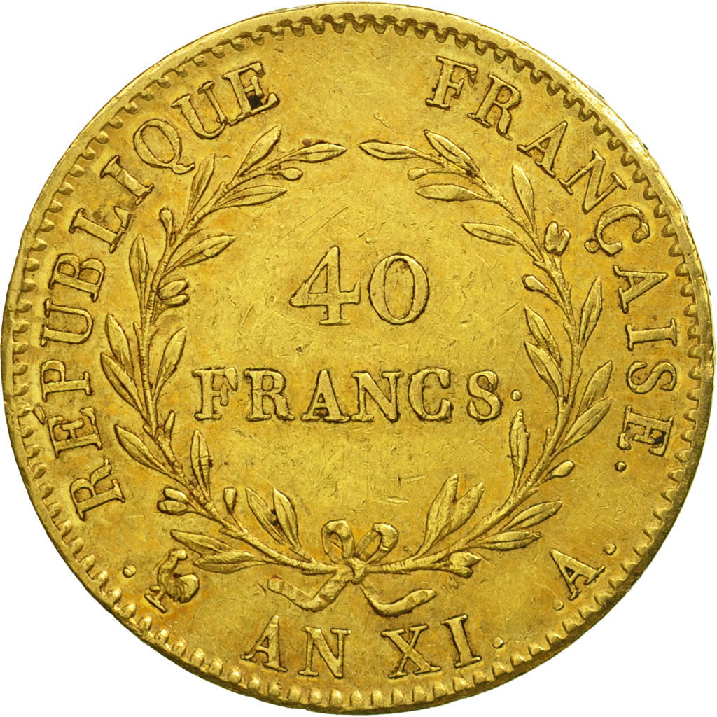 France, Napoléon I, 40 Francs, An IX, 1803, Paris, TTB+, Or, Gadoury:1080
