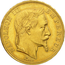 Francia, Napoleon III, 50 Francs, 1864, Paris, SPL-, Oro, KM:804.1