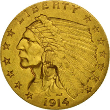 United States, Indian Head, $2.50, 1914, Philadelphia, AU(50-53), Gold, KM:128