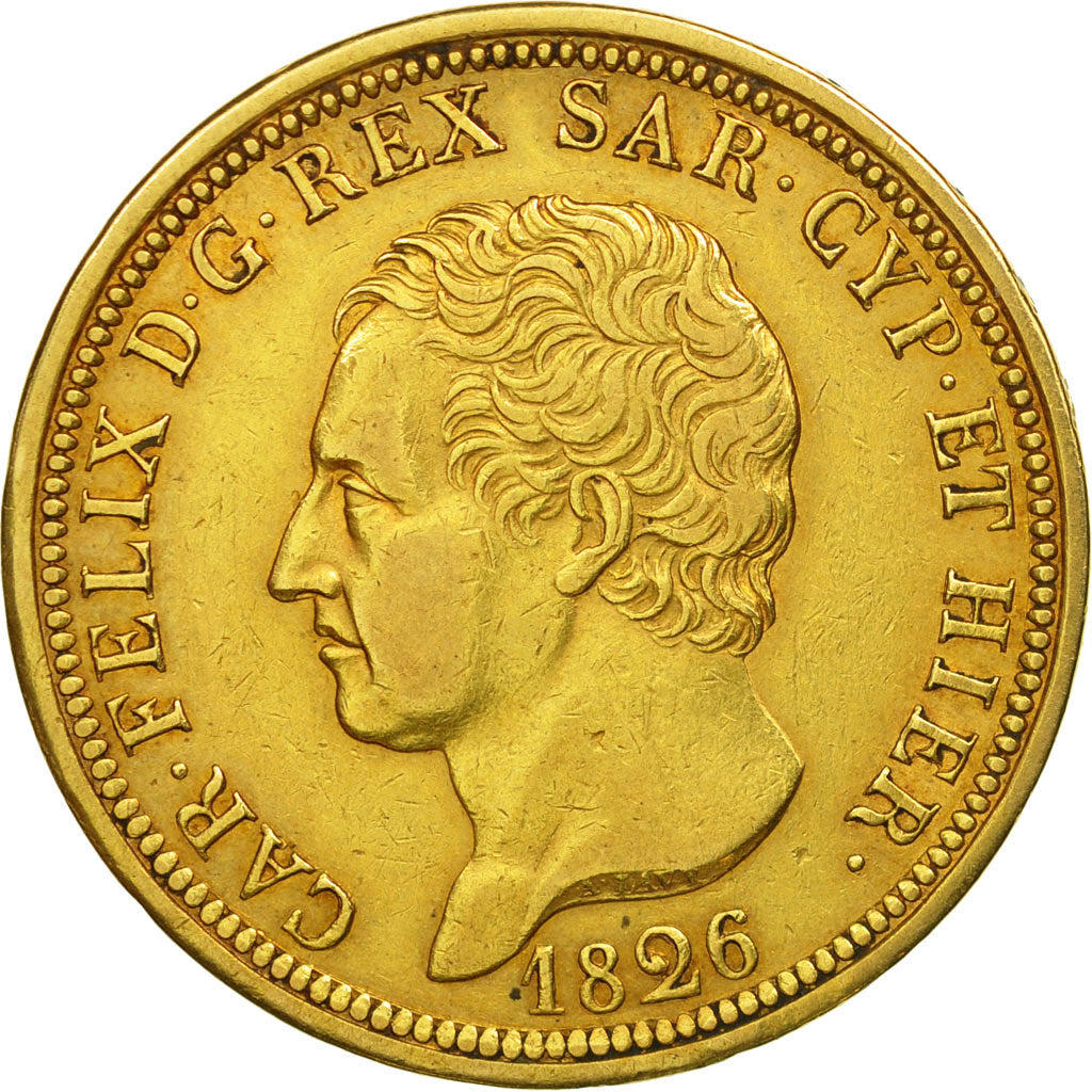 Moneda, Estados italianos, SARDINIA, Carlo Felice, 80 Lire, 1826, Torino, MBC+