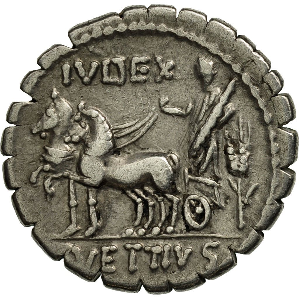Coin, Vettia, Denarius Serratus, Rome, AU(50-53), Silver, Crawford:404/1