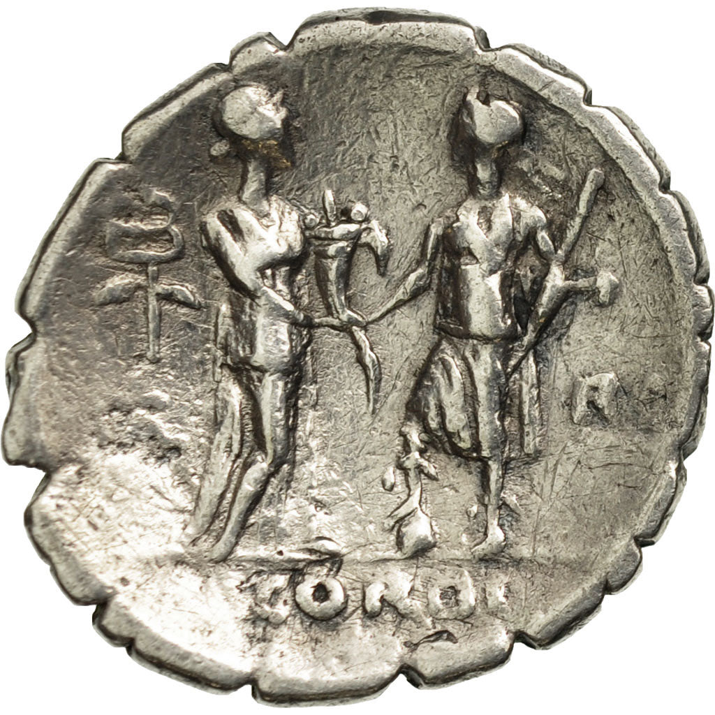 Coin, Fufia, Denarius Serratus, Rome, EF(40-45), Silver, Crawford:403/1