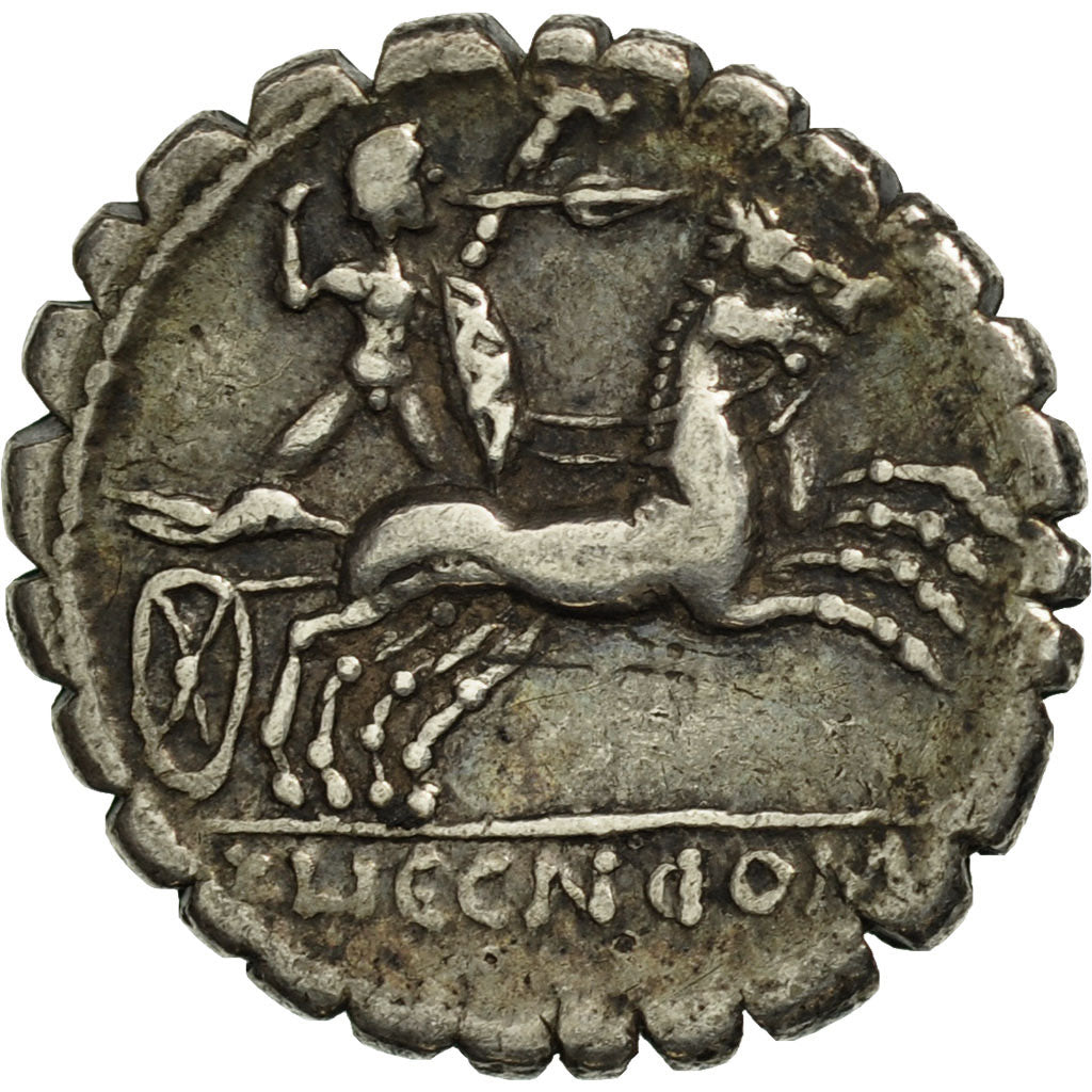 Pomponia, Denarius Serratus, Narbo, EF(40-45), Silver, Crawford:403/1