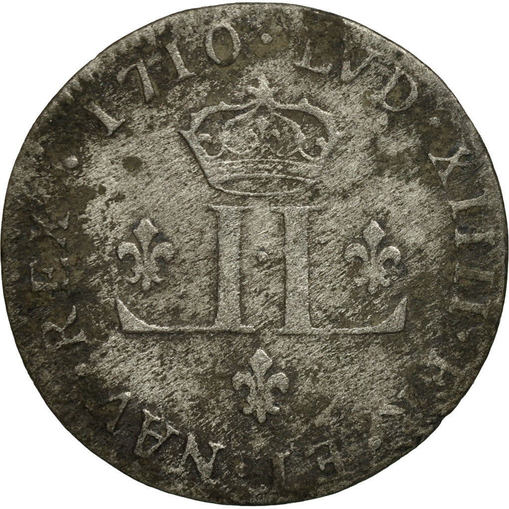 France, Louis XIV, XXX Deniers aux 2 L couronnés, 30 Deniers, 1710, Lyon