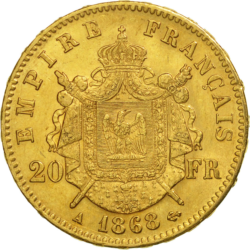 France, Napoleon III, 20 Francs, 1868, Paris, TTB+, Or, Gadoury:1062